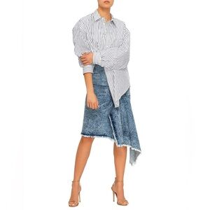 BALENCIAGA Washed Denim Side Godet Skirt